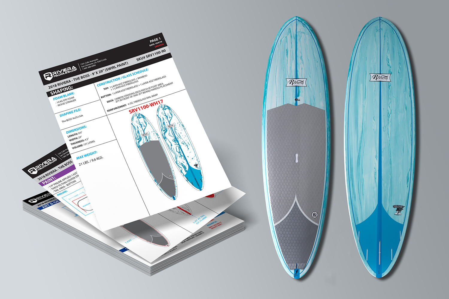 tech pack for paddleboard manufacturing